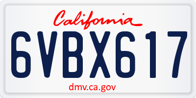 CA license plate 6VBX617