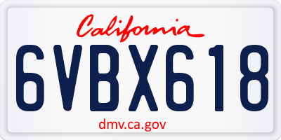 CA license plate 6VBX618