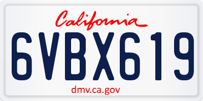 CA license plate 6VBX619