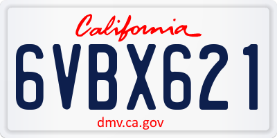 CA license plate 6VBX621