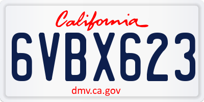 CA license plate 6VBX623