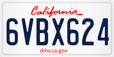 CA license plate 6VBX624