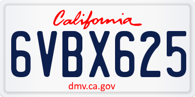 CA license plate 6VBX625