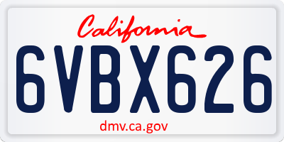 CA license plate 6VBX626