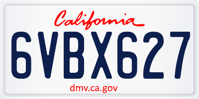 CA license plate 6VBX627
