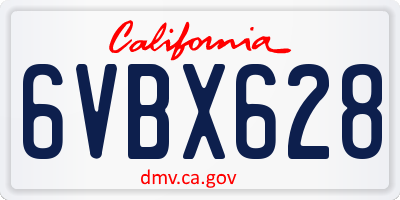 CA license plate 6VBX628