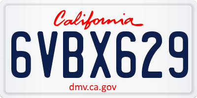CA license plate 6VBX629