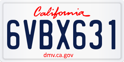 CA license plate 6VBX631