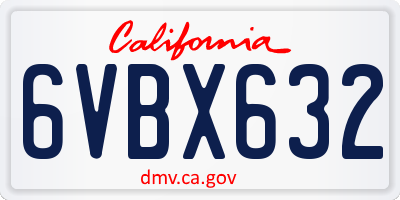 CA license plate 6VBX632
