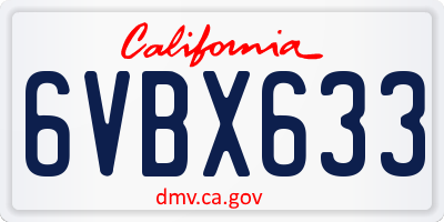 CA license plate 6VBX633