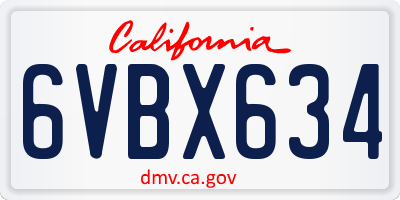CA license plate 6VBX634