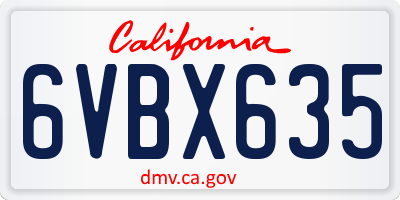 CA license plate 6VBX635