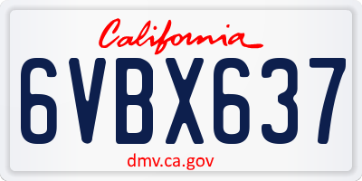 CA license plate 6VBX637