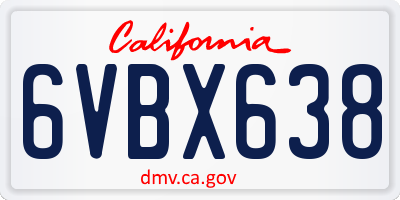 CA license plate 6VBX638