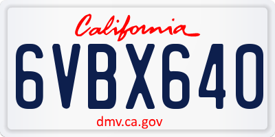 CA license plate 6VBX640