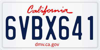 CA license plate 6VBX641