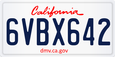 CA license plate 6VBX642