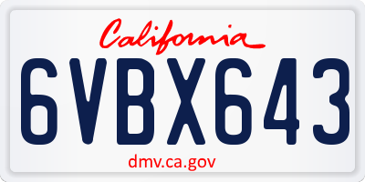 CA license plate 6VBX643