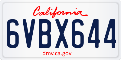 CA license plate 6VBX644