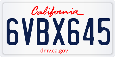CA license plate 6VBX645