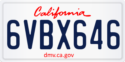 CA license plate 6VBX646