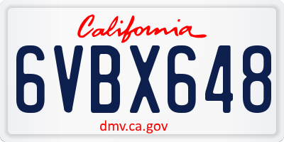 CA license plate 6VBX648
