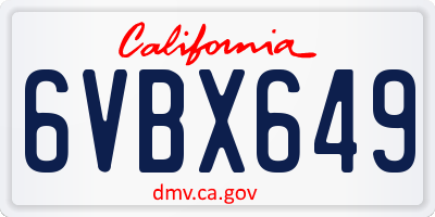 CA license plate 6VBX649