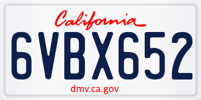 CA license plate 6VBX652