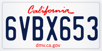 CA license plate 6VBX653