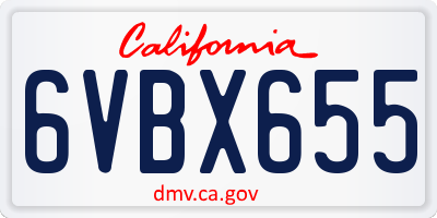 CA license plate 6VBX655