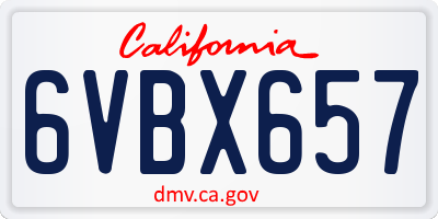CA license plate 6VBX657