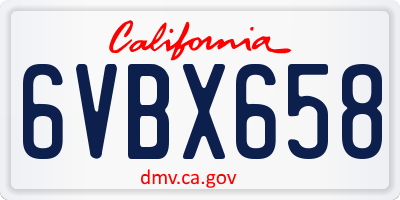 CA license plate 6VBX658