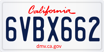 CA license plate 6VBX662