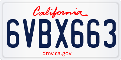 CA license plate 6VBX663