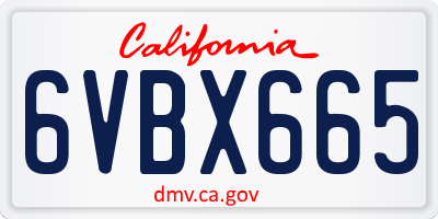 CA license plate 6VBX665
