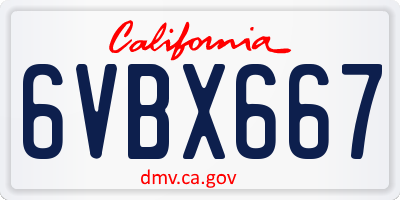 CA license plate 6VBX667
