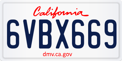 CA license plate 6VBX669
