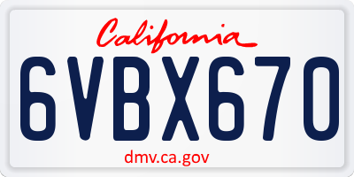 CA license plate 6VBX670
