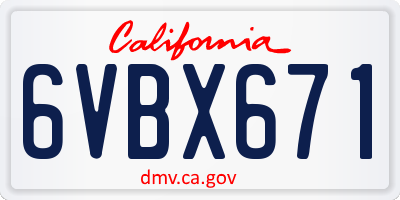 CA license plate 6VBX671