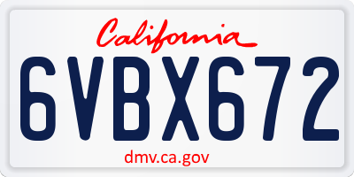 CA license plate 6VBX672