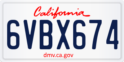 CA license plate 6VBX674