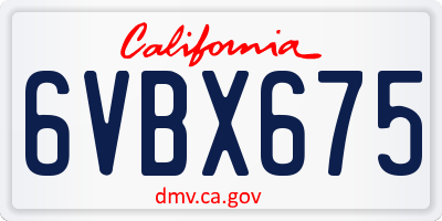 CA license plate 6VBX675