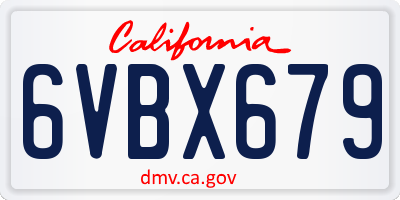 CA license plate 6VBX679