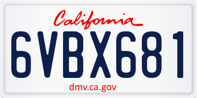 CA license plate 6VBX681