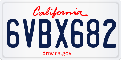 CA license plate 6VBX682