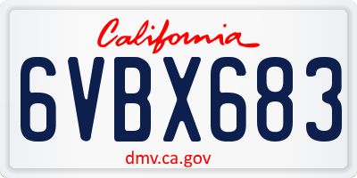 CA license plate 6VBX683