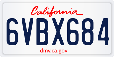 CA license plate 6VBX684