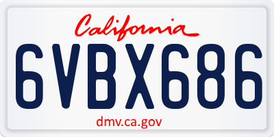 CA license plate 6VBX686