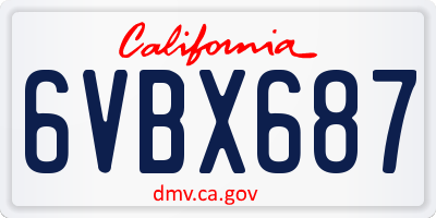 CA license plate 6VBX687