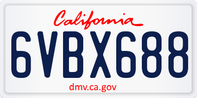 CA license plate 6VBX688
